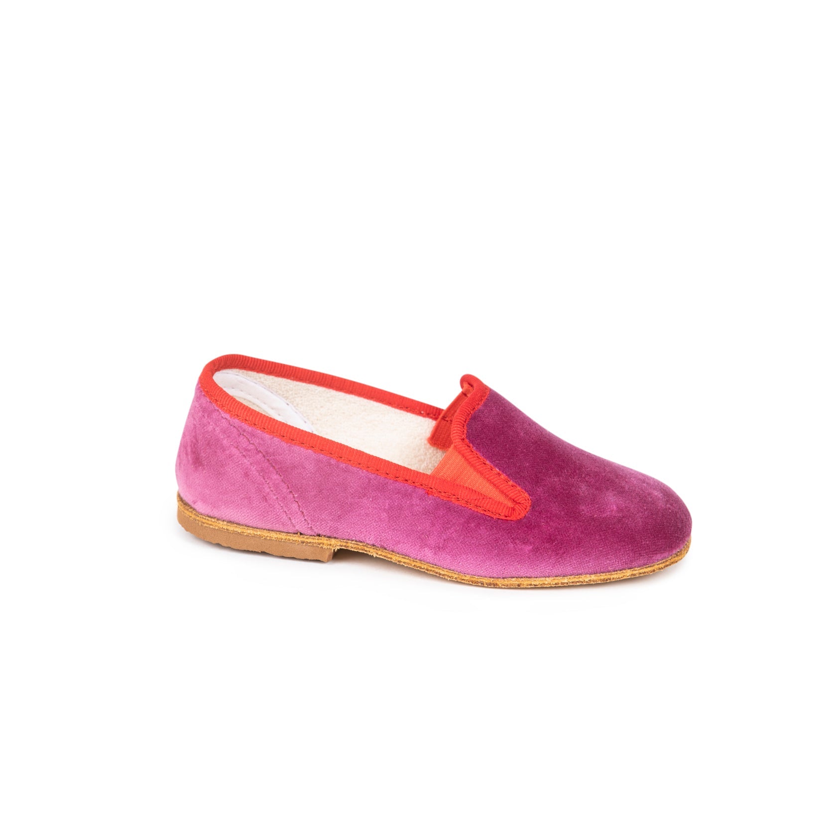 Samt Slipper in Pink/Rot