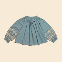 Bestickte Bluse Meera in Hellblau