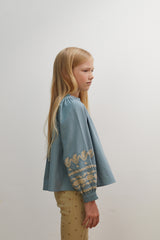 Bestickte Bluse Meera in Hellblau