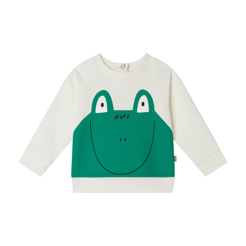 Sweatshirt mit Frosch in Weiß