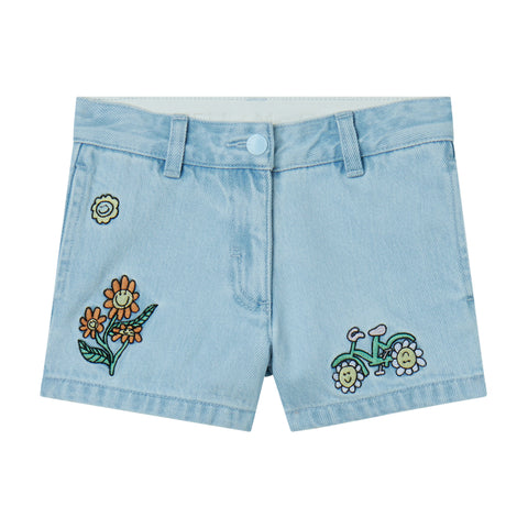 Jeansshorts mit Stickereien