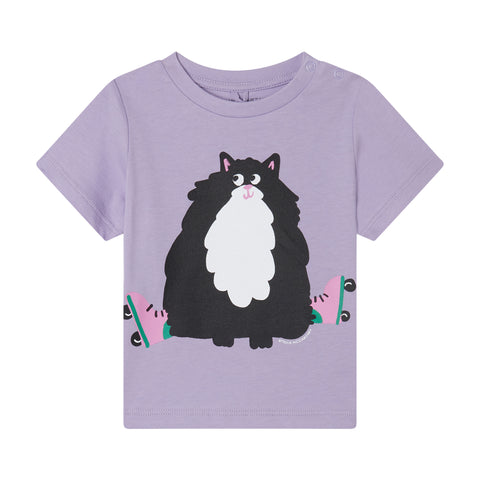 Baby T-Shirt mit Katzen-Print in Lila