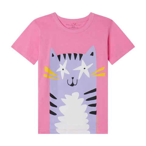 T-Shirt mit Katzen-Print in Pink