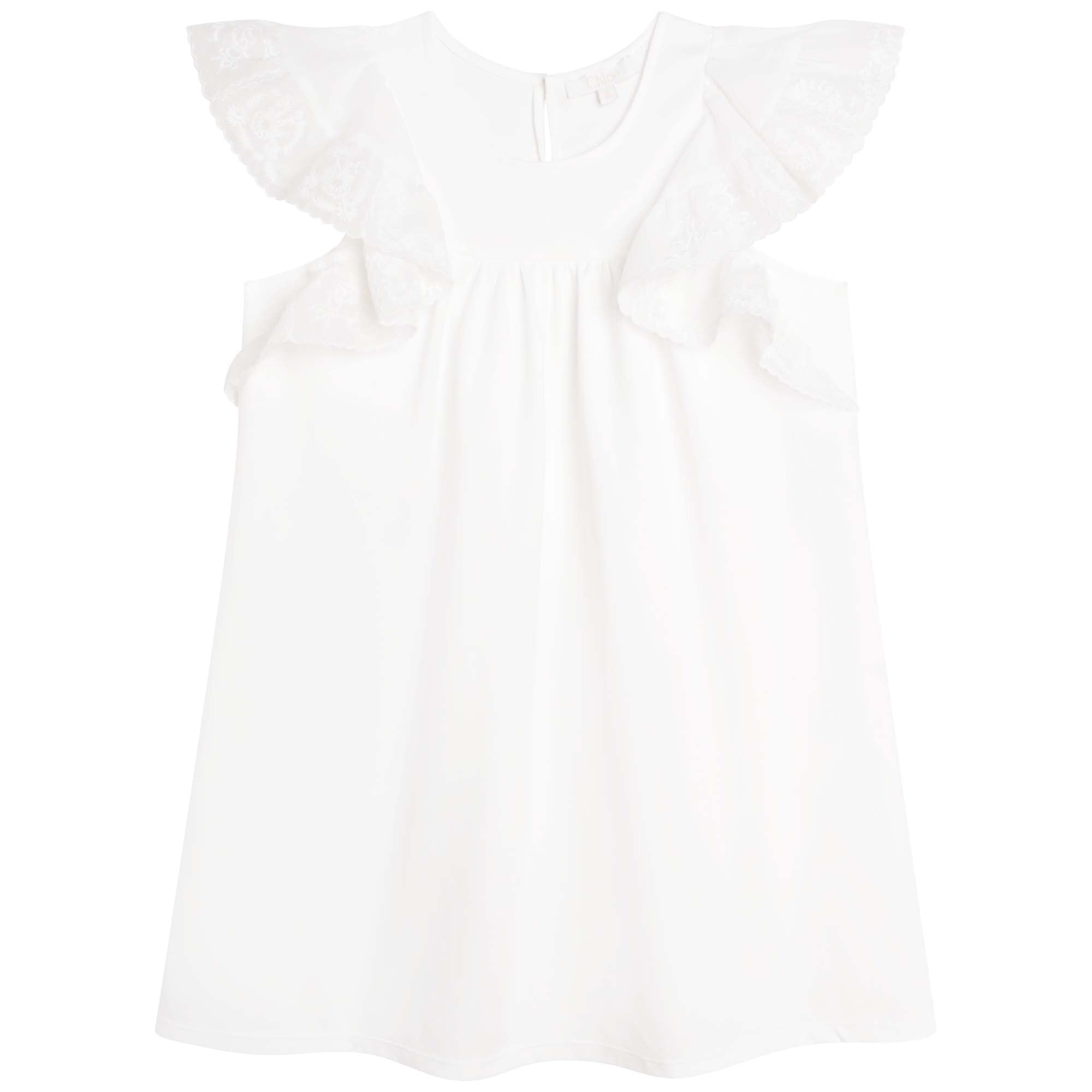 Kleid mit Flügelärmeln in Weiß