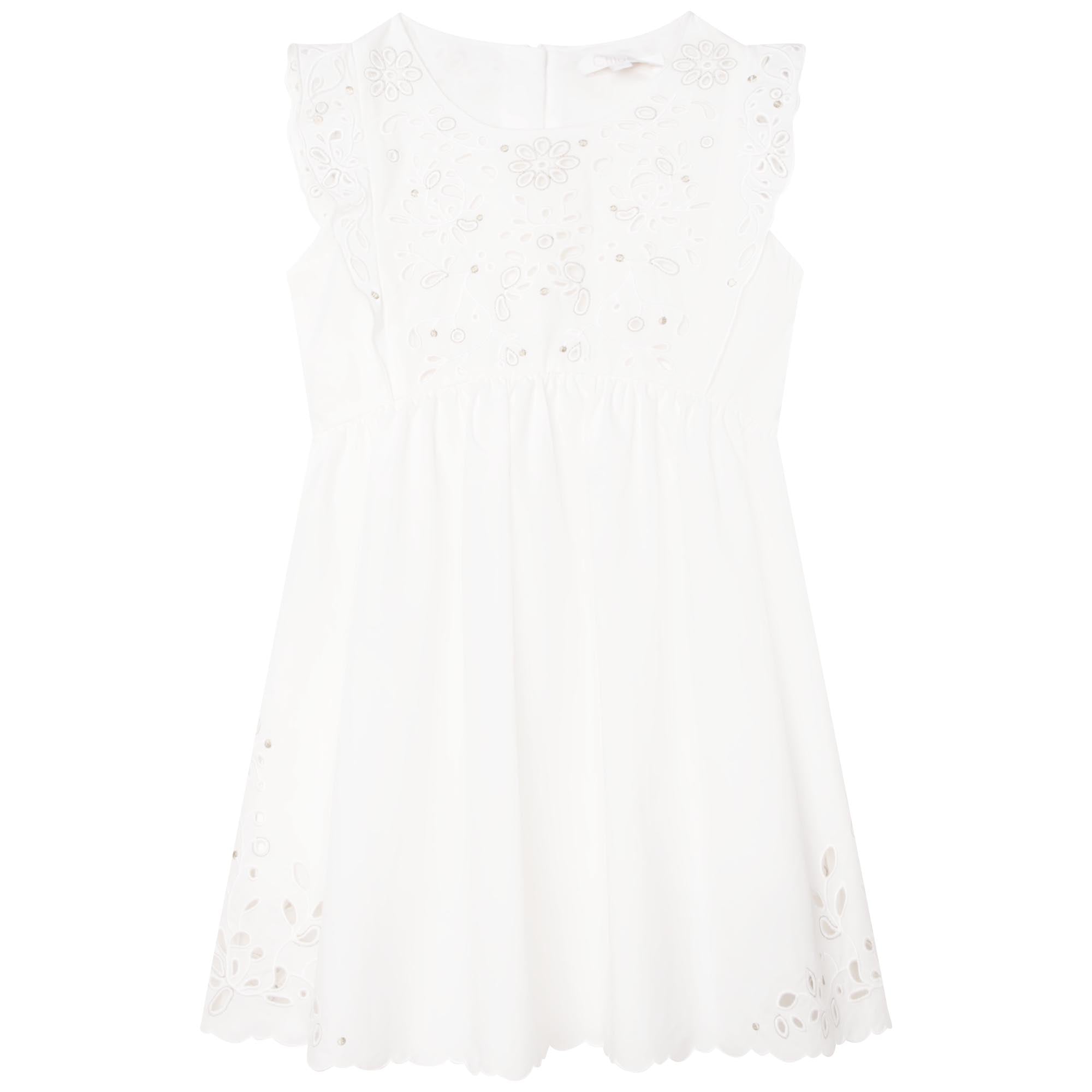 Kleid mit Lochstickerei in Weiß