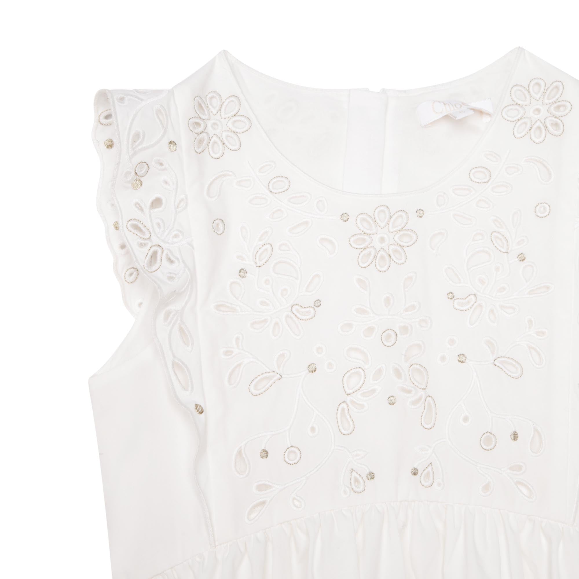 Kleid mit Lochstickerei in Weiß