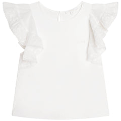 T-Shirt mit Flügelärmeln in Weiß