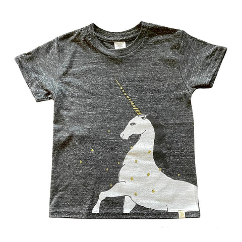 T-Shirt in Grau mit Einhorn-Print