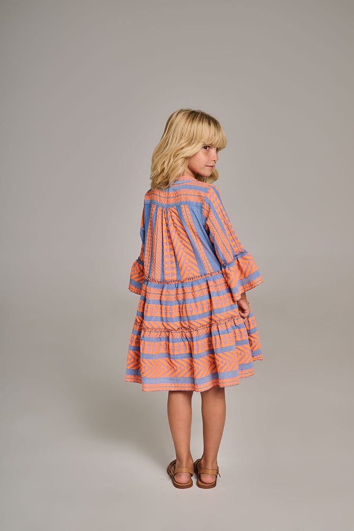 Kleid Ella in Orange/Blau